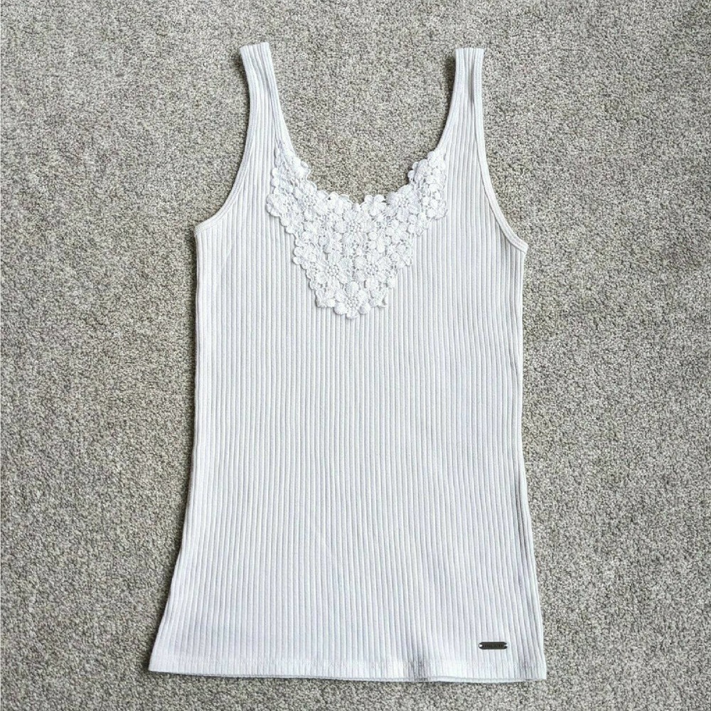 Hollister Floral Tank Top S White